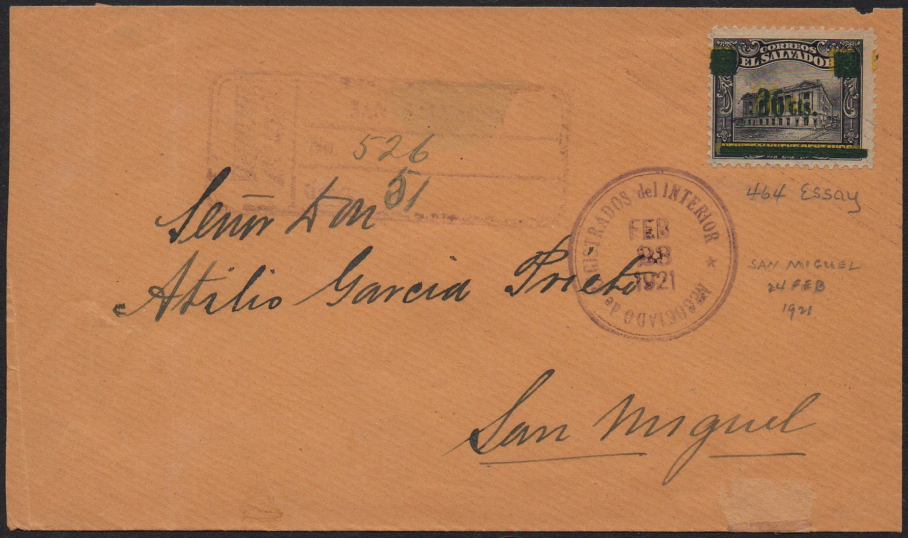 sellos timbres-poste Briefmarken stamps El Salvador 1919 surcharge Colour Trial 26c/29c on Tram Trolley Tranvia National Theatre teatro nacional 